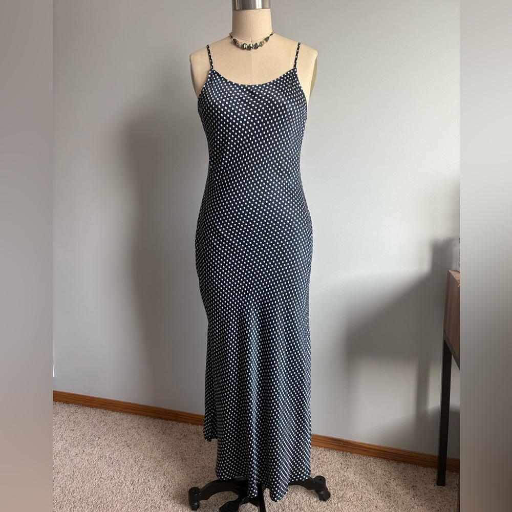 LOFT Navy and White Maxi Dress